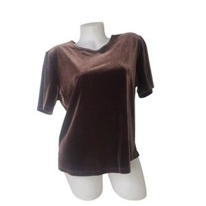 DRAPER'S & DAMON'S  PETITES Brown Velour Short Sleeve Top Size PL